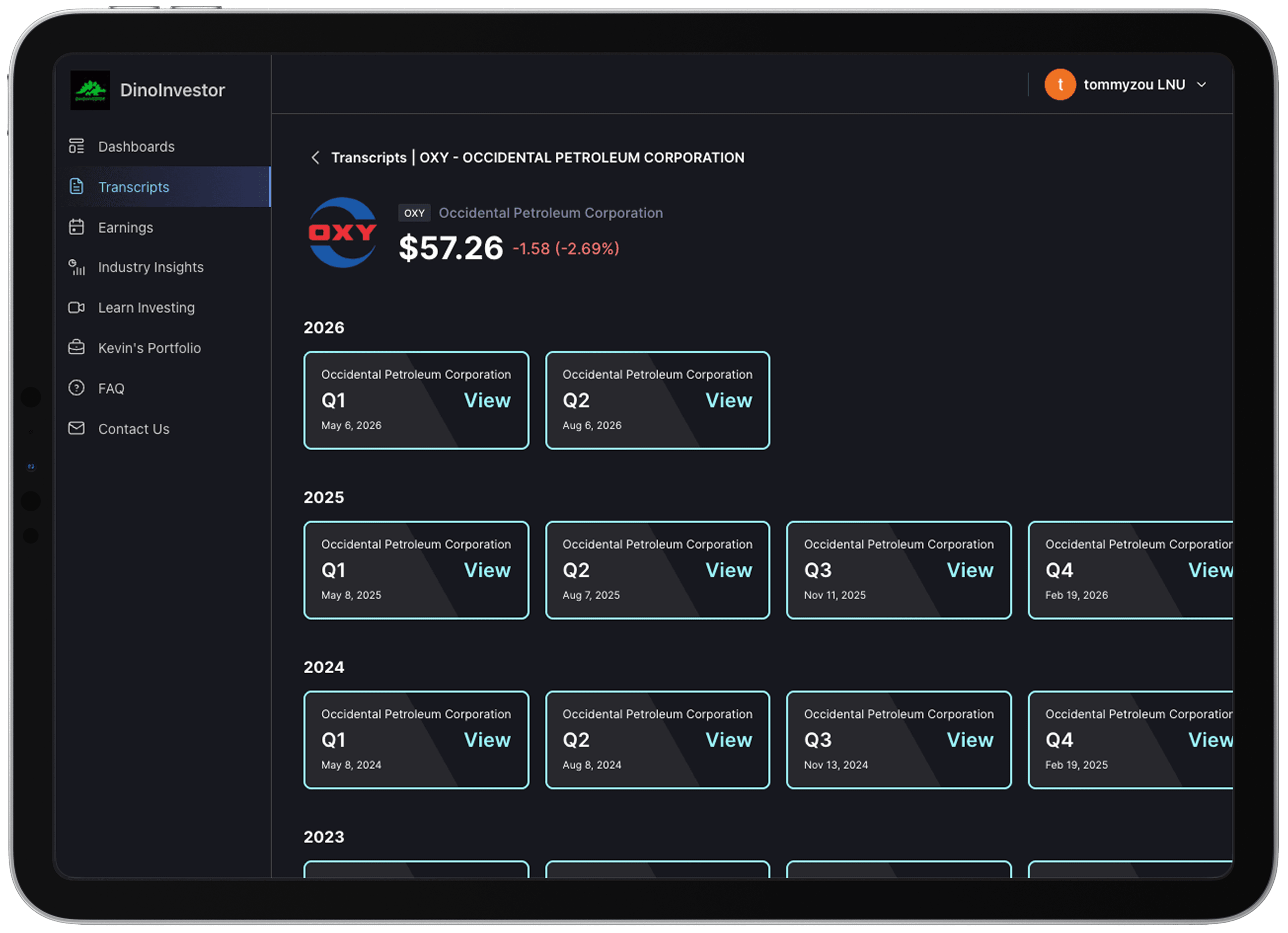 DinoInvestor product screenshot
